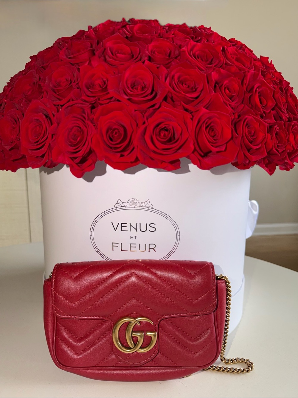 Gucci Red GG Marmont Mini Shoulder Bag